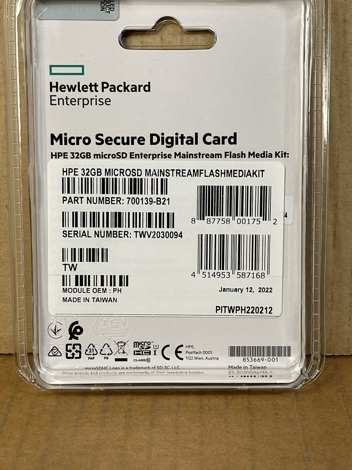 HPE 32GB MicroSD Enterprise Mainstream Flash Media Kit Card Servers 700139-B21