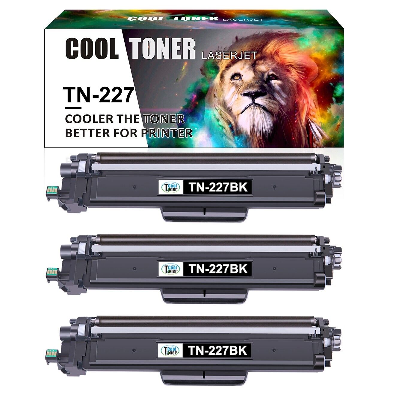 3PK TN227 BK Toner Cartridge Compatible with HL-L3210CW HL-L3230CDW MFC-L3710CW
