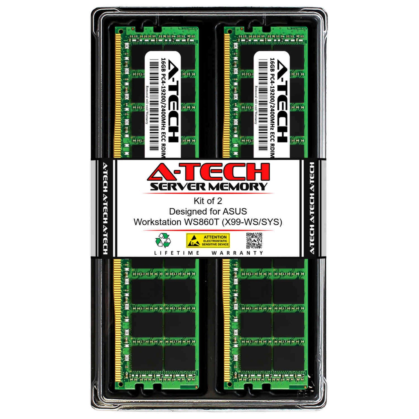 32GB 2x 16GB PC4-19200 RDIMM Server Memory RAM for ASUS WS WS860T (X99-WS/SYS)