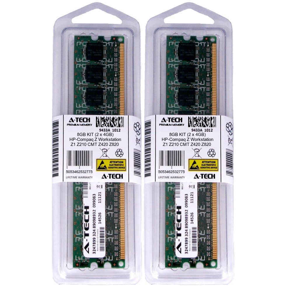 8GB KIT 2 x 4GB HP Compaq Z Workstation Z1 Z210 CMT Z420 Z820 Server Memory RAM