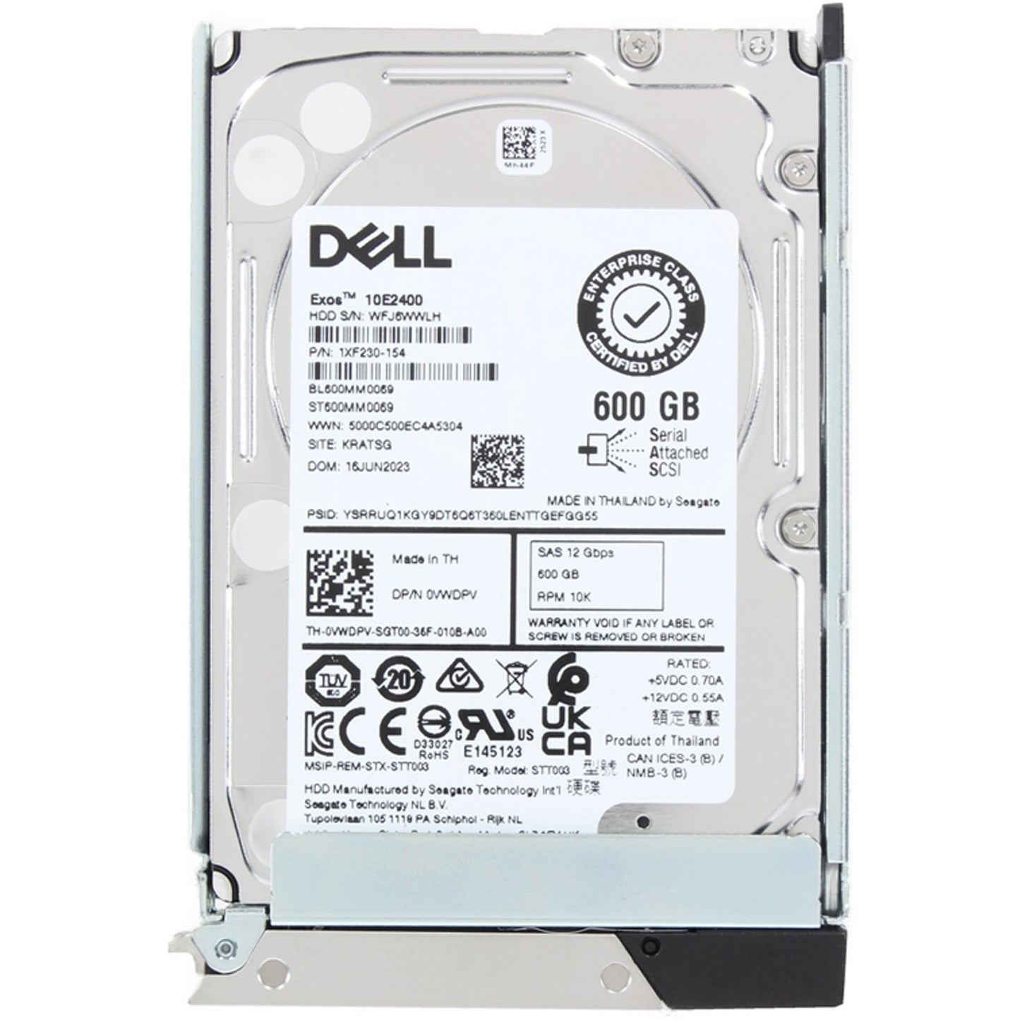 Dell 600GB 10K 512n 12Gbps SAS 2.5 HDD Exos 10E2400 (VWDPV-COL-OSTK) (NOT FOR HOME PC)