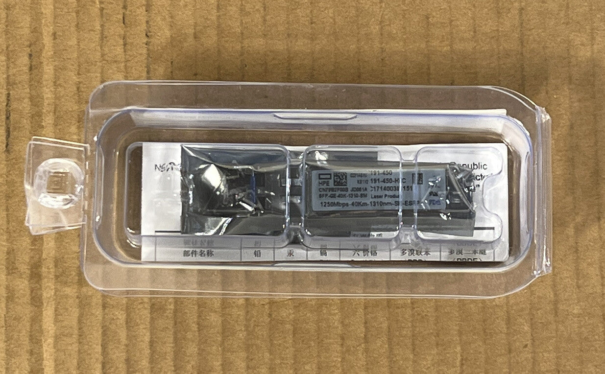 Genuine HP HPE X125 JD061A SFP LC LH40 1310nm XCVR 1250Mbps 40Km 1GE SMF 40KM LR
