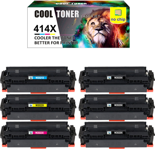 6PK W2020X Toner Compatible With HP 414X Laserjet M454dn M454dw M479fdw No Chip