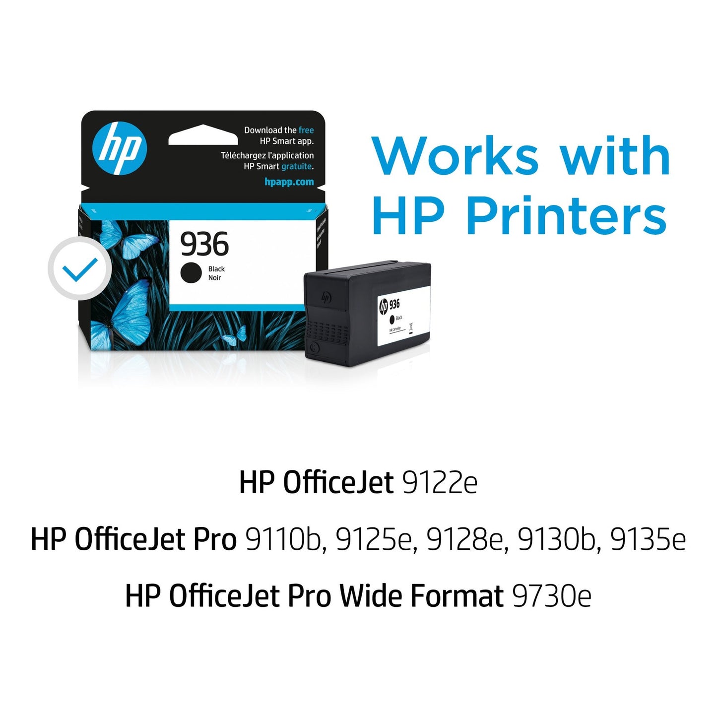 HP 936 Black Original Ink Cartridge, Average cartridge yields 1,250 standard