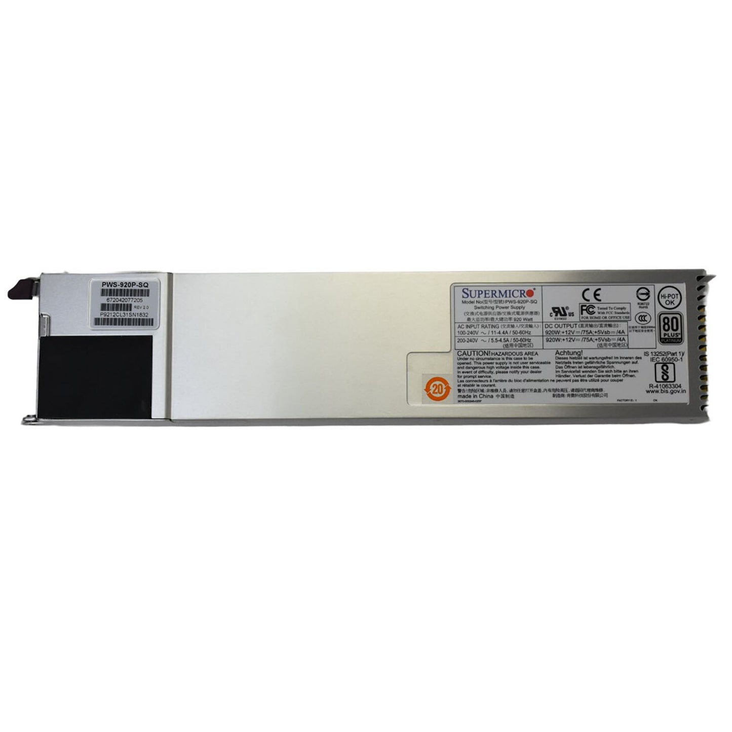 Lot Of 2 SuperMicro PWS-920P-SQ 920W Redundant 1U 80+ Platinum Hot-Swap PSU