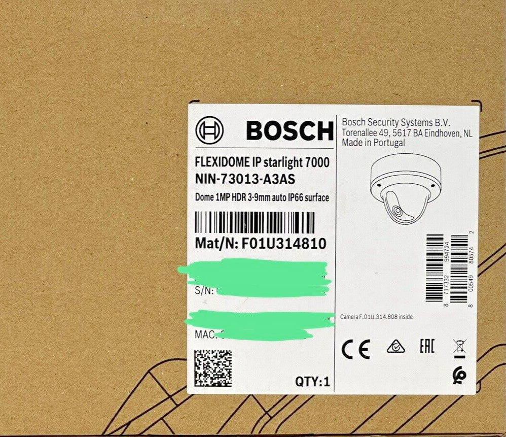 Lot of 4 Bosch NIN-73013-A3AS IP Starlight 7000 VR 1MP HDR 3-9mm auto IP66 Dome