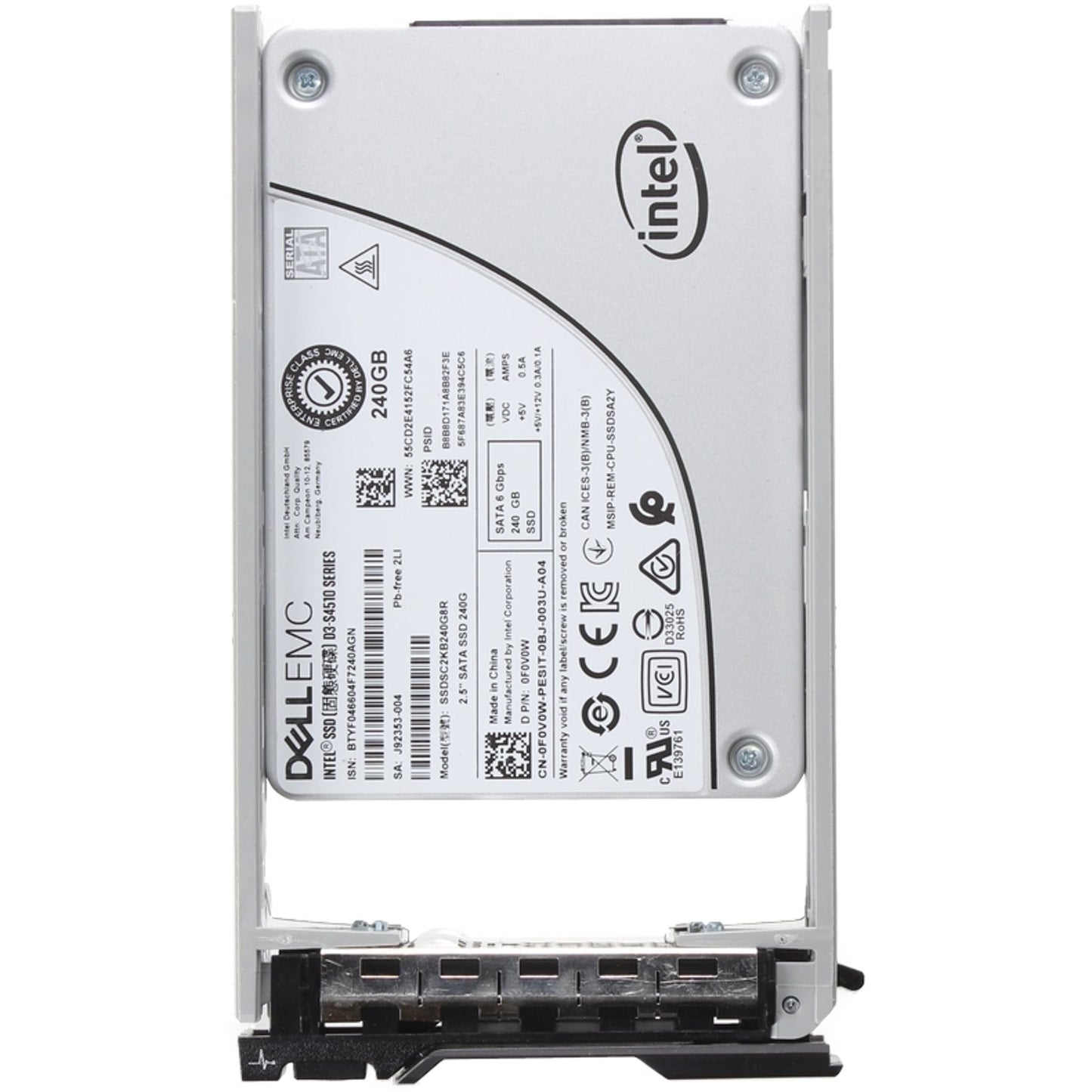 Dell 240GB 6Gbps SATA RI TLC 7mm 2.5 SSD S4510 (F0V0W)