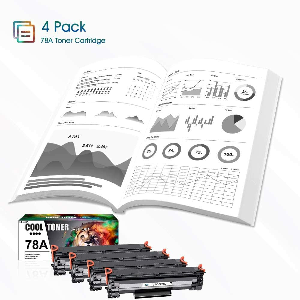 4PK CE278A Toner For HP 78A Black LaserJet Pro P1606dn M1536dnf MFP P1600 P1566