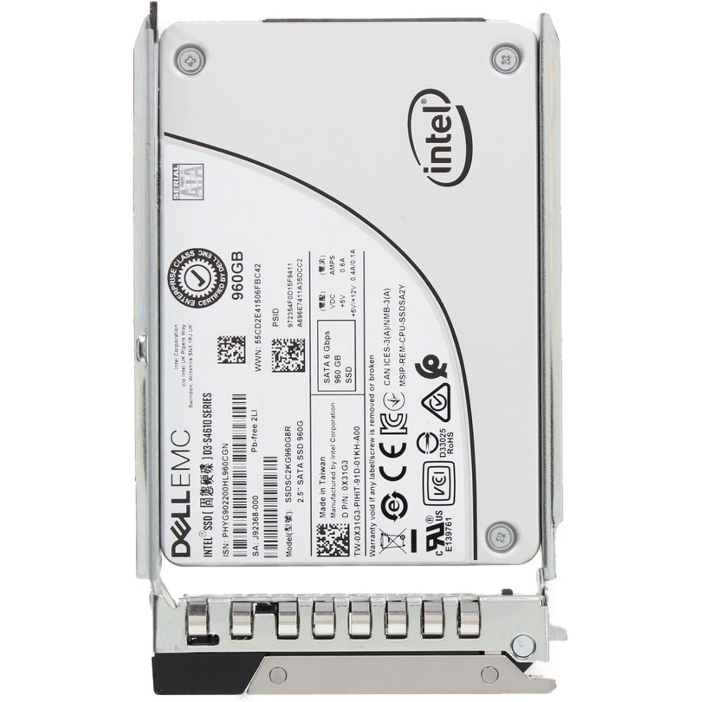 Dell 960GB 6Gbps SATA MU TLC 7mm 2.5 SSD S4610 CPO (X31G3) -CO3