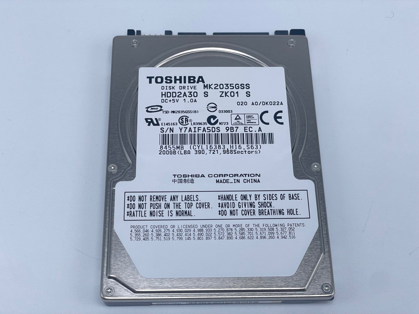 Toshiba MK2035GSS SATA 200GB HDD2A30 4200 RPM 2.5 in 8GB Cache Notebook HDD