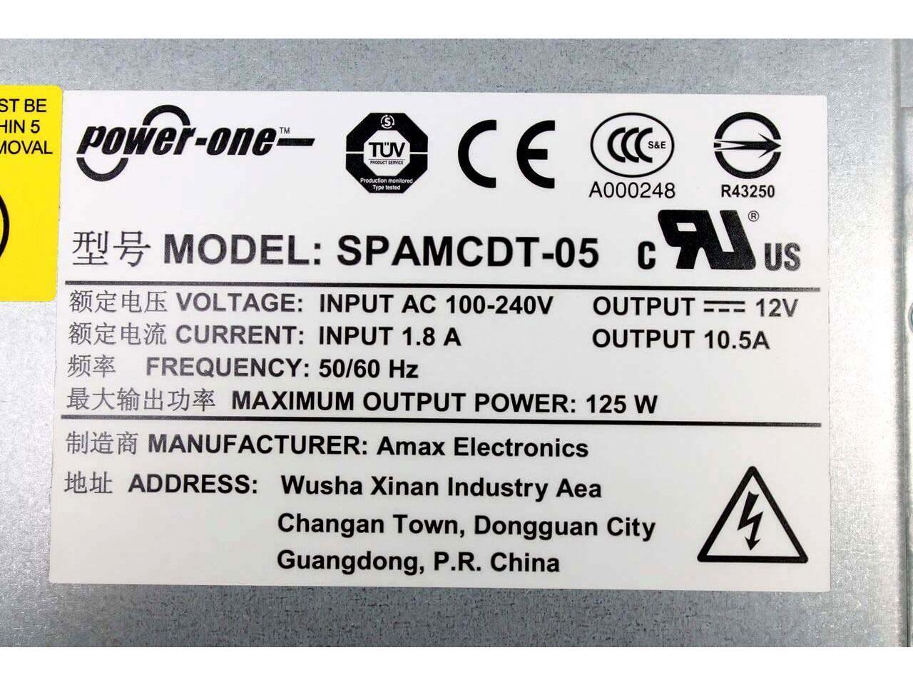 Dell Power One Amax Electronics 125Watt Power Supply SPAMCDT-05 HH100