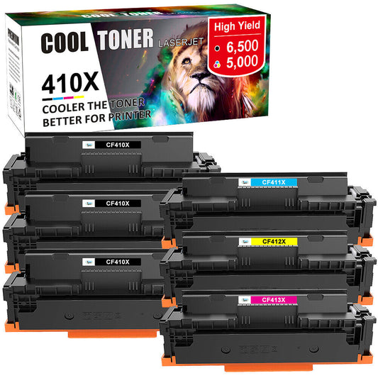 6 Pack 410X High Yield Toner Set Compatible For HP CF410X CF411X CF412X CF413X