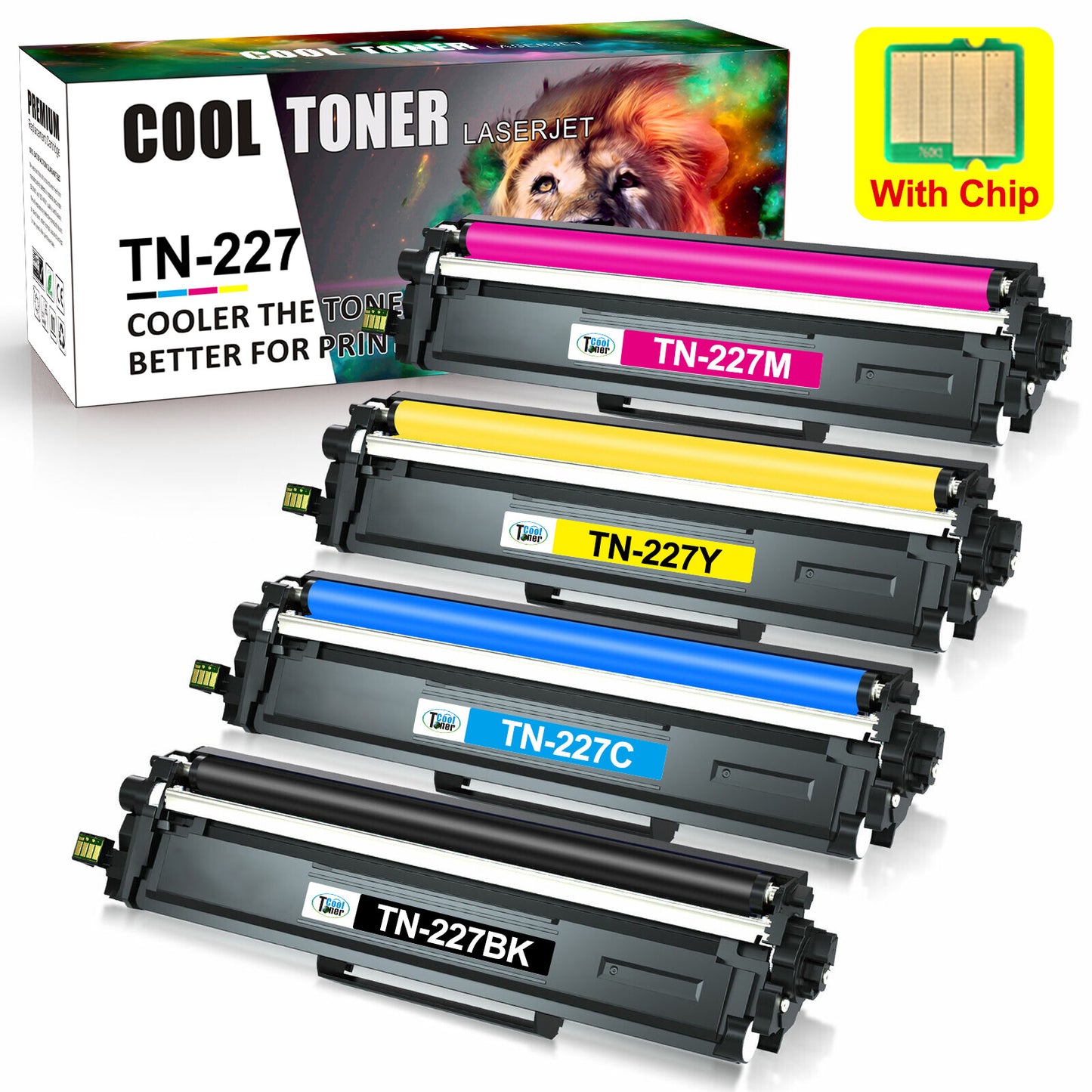 4PK TN227 BCMY Color Toner Cartridge For Brother HL-L3210CW MFC-L3730CDN W/Chip