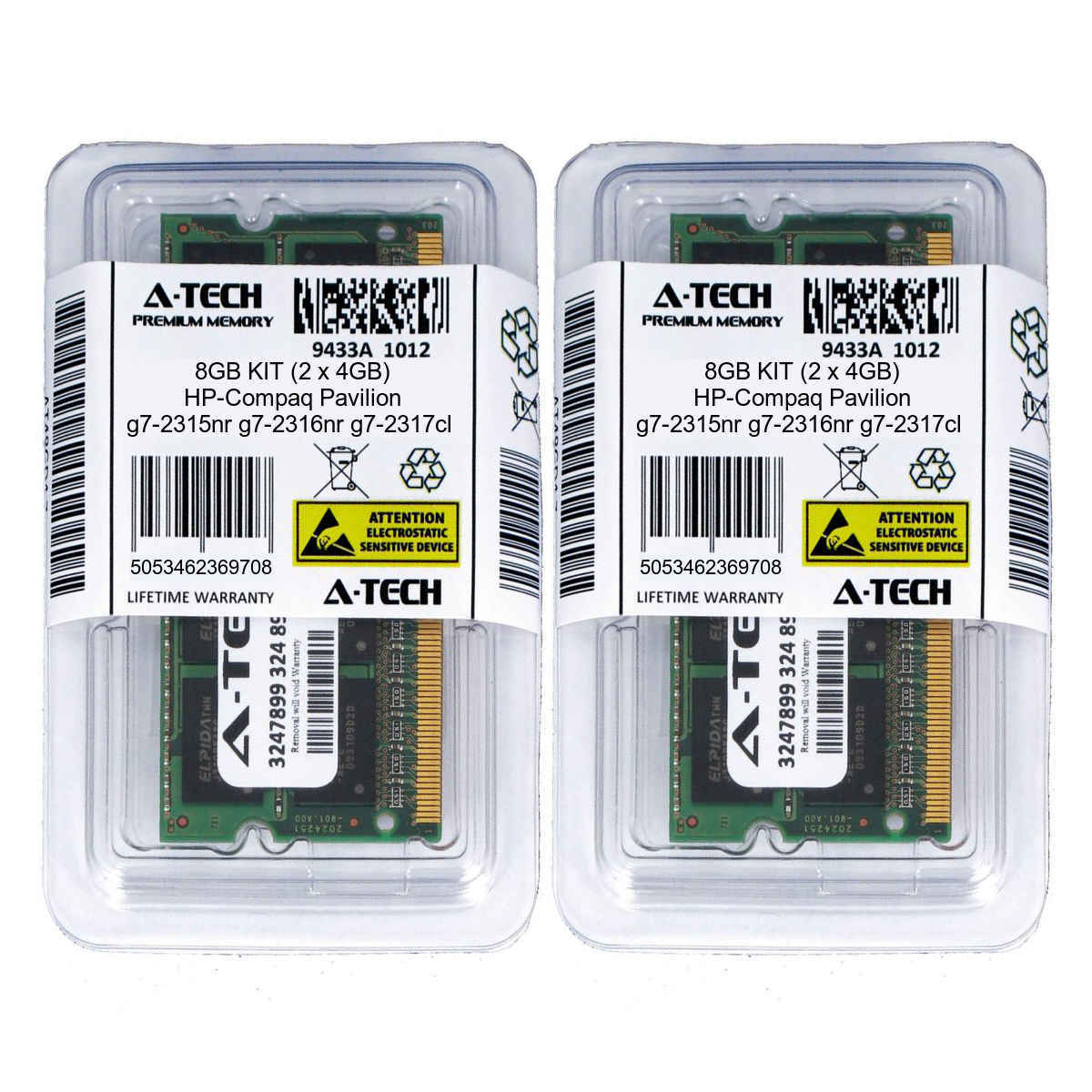 8GB KIT 2 x 4GB HP Compaq Pavilion g7-2315nr g7-2316nr g7-2317cl Ram Memory