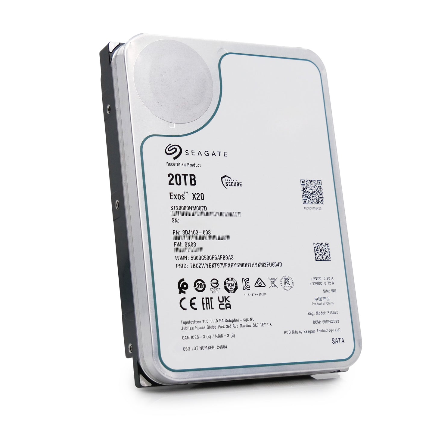 Seagate Exos X20 20TB 7.2K RPM SATA 6Gb/s 3.5" Enterprise HDD - ST20000NM007D