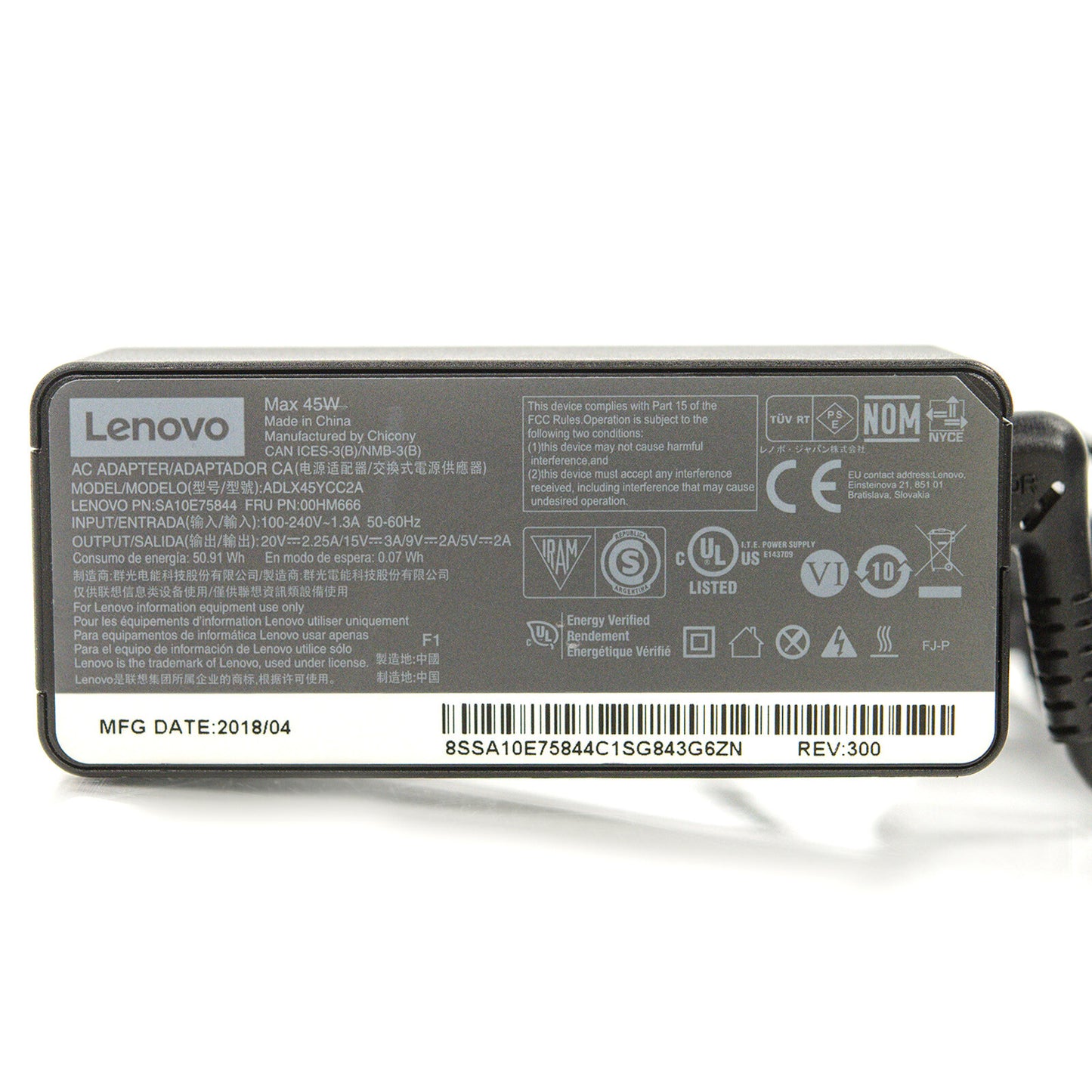 Lenovo 45W USB-C TypeC Tip AC Adapter 20V 2.25A ADLX45YCC2A 00HM666 Yoga 720 910
