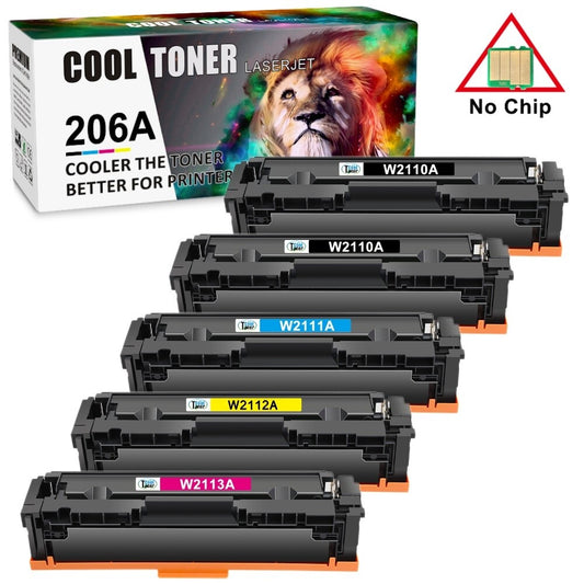 5x Toner Compatible with HP 206A W2110A LaserJet M255dw M283fdw M283cdw No Chip
