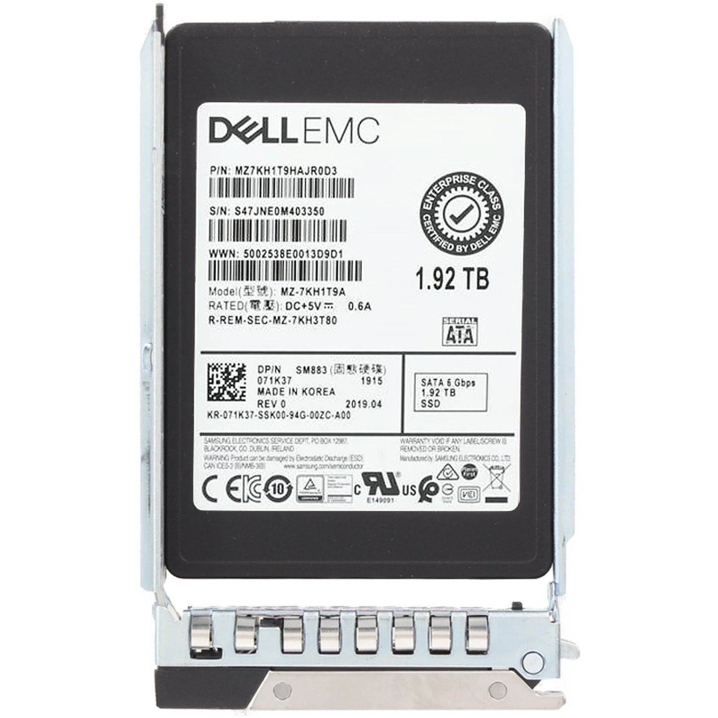 Dell 1.92TB 6Gbps SATA MU TLC 7mm 2.5 SSD SM883 CPO (71K37) -R