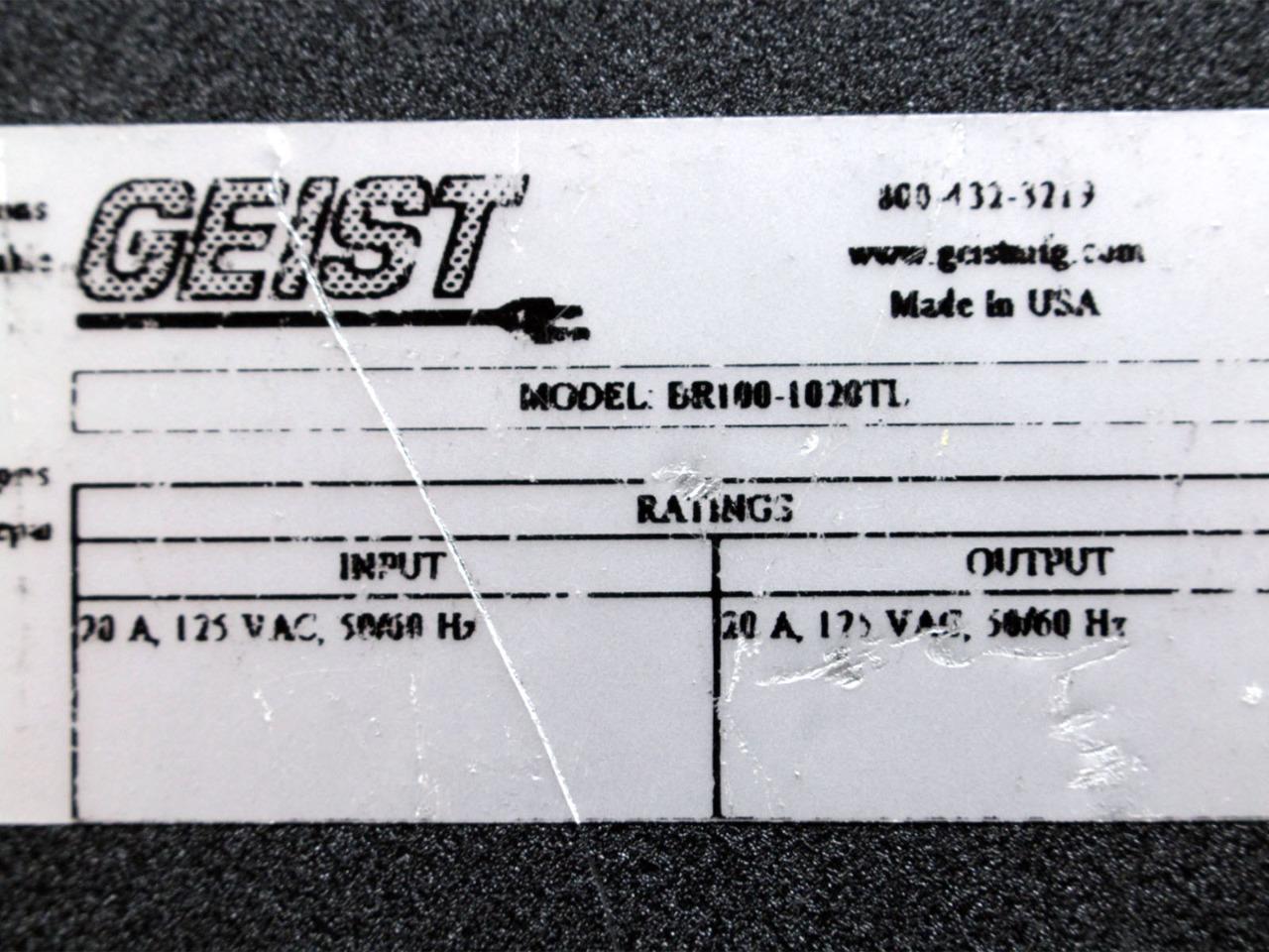 Geist E76064 Power Tap 10-Outlet 20A 125VAC Surge Protector Unit BR100-1020TL