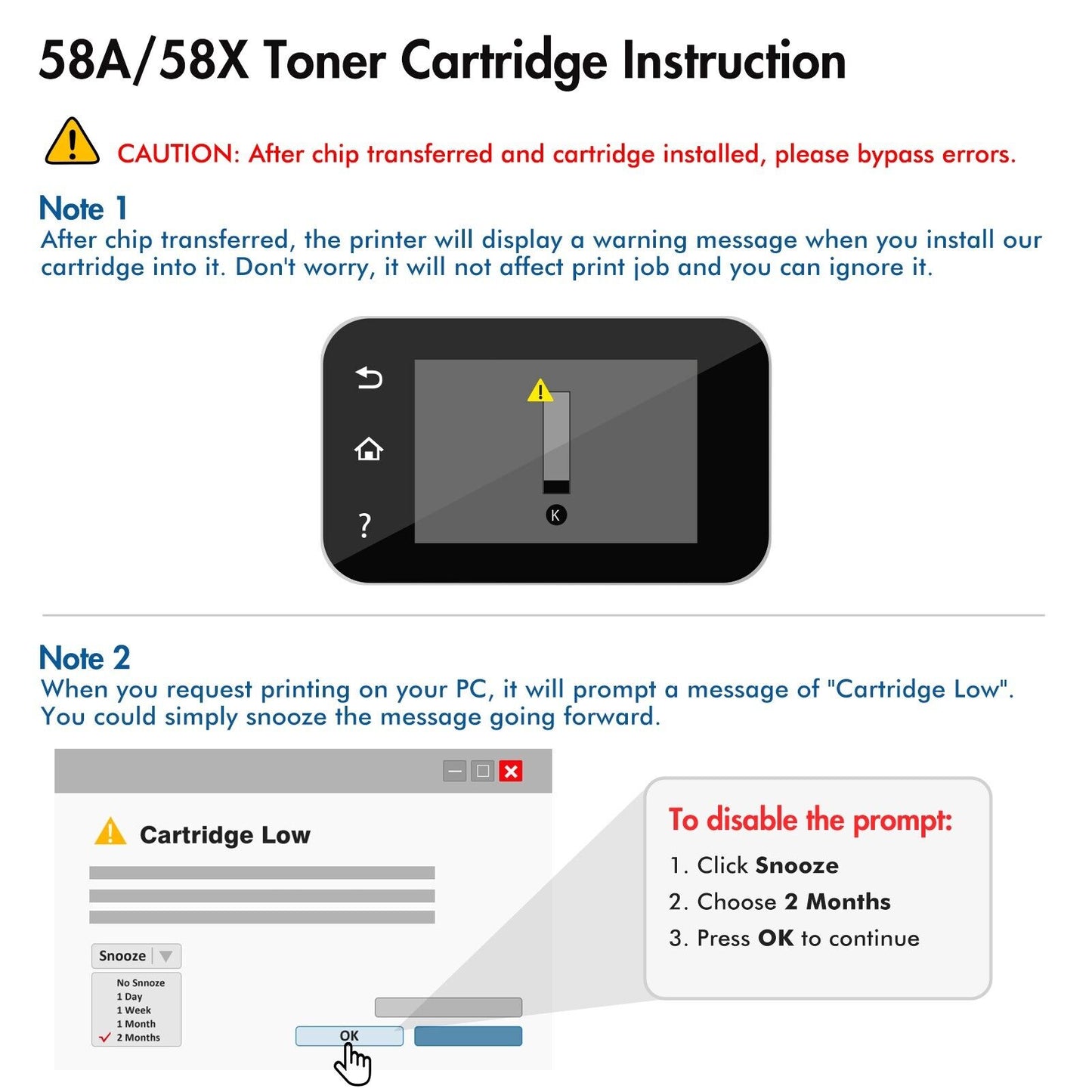 4PK CF258A 58A Toner Compatible with HP LaserJet Pro M404dn MFP M428fdw No Chip