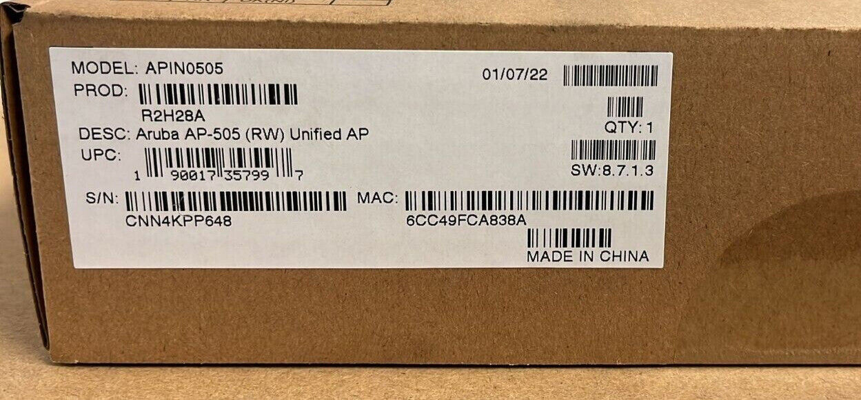 HPE Aruba AP-505 Campus Wireless Access Point - R2H28A NEW