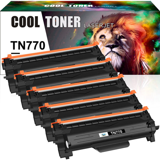 5PK Black TN770 Compatible With Brother Toner HL-L2370DW HL-L2370DWXL With Chip