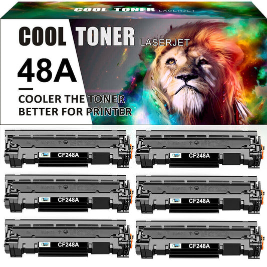 6PK CF248A 48A Black Toner Cartridge for HP LaserJet Pro MFP M16a M31w With Chip