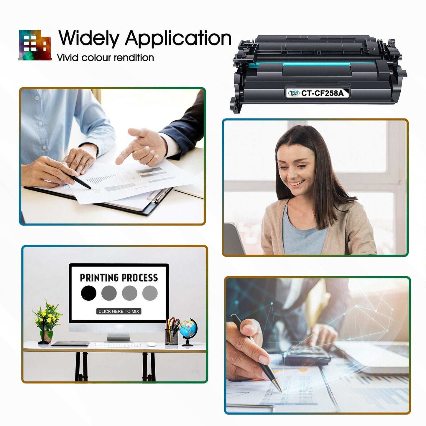 4PK CF258A 58A Toner Compatible with HP LaserJet Pro M404dn MFP M428fdw No Chip