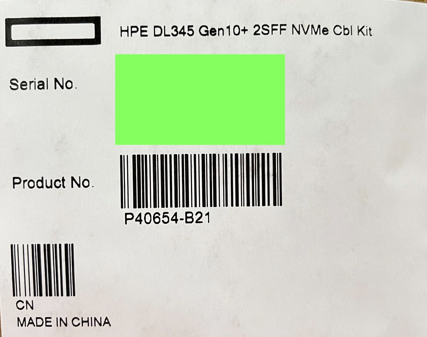 HPE ProLiant DL345 Gen10+ Plus 2SFF NVMe Cbl Cable Kit P40654-B21 2x SFF U.2 U.3