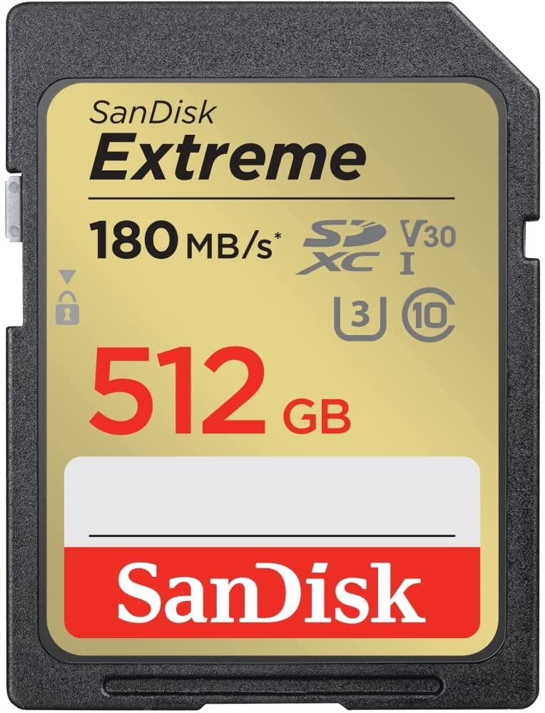 SanDisk 512GB Extreme 180MB/s Class 10 SDXC SD Card U3 Memory Card SDSDXVV-512G