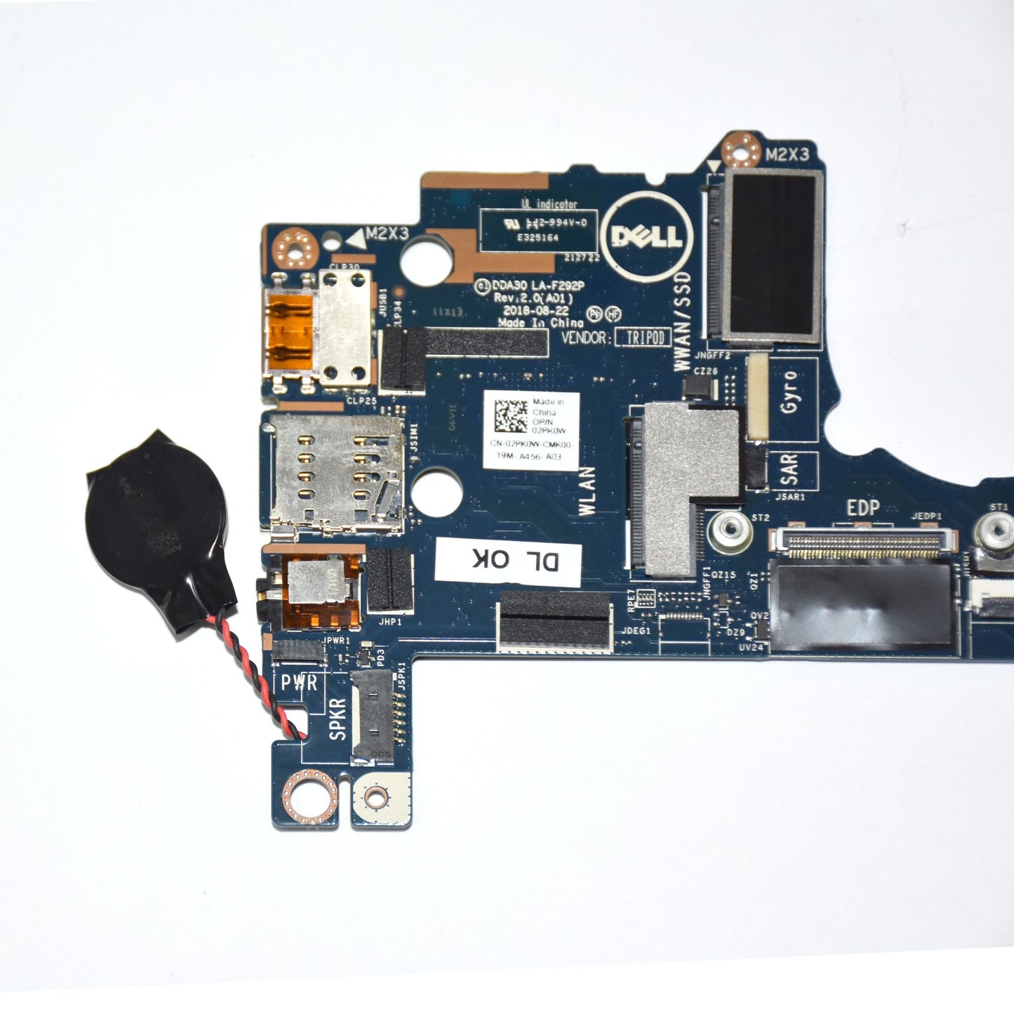 Dell Latitude 7390 2-in-1 Motherboard i7-8650U Quad-Core 16GB RAM LA-F292P 2PK0W