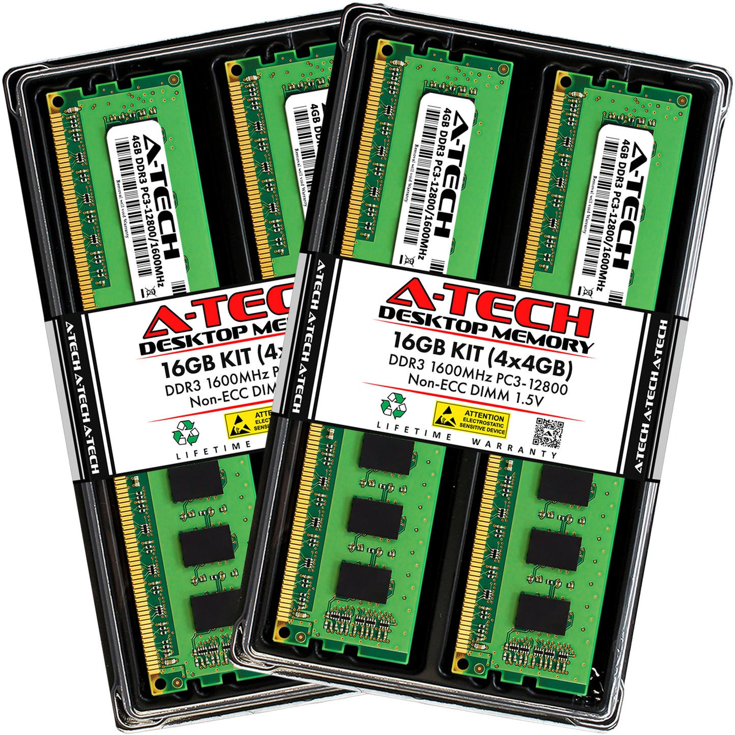 16GB Kit 4x 4GB DDR3-1600 DIMM Corsair CML16GX3M4X1600C7 Equivalent Memory RAM