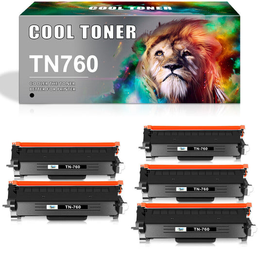 5PK Compatible With Brother TN760 Toner Cartridge DCP-L2550DW HL-L2350DW Printer