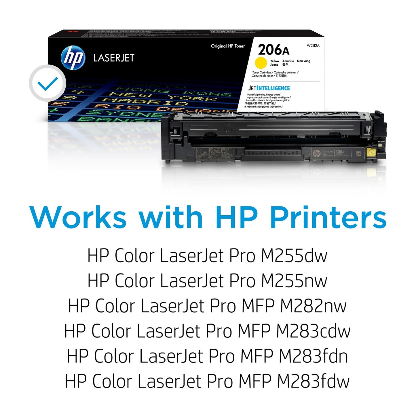 HP 206A Yellow Original LaserJet Toner Cartridge, ~1,250 pages, W2112A