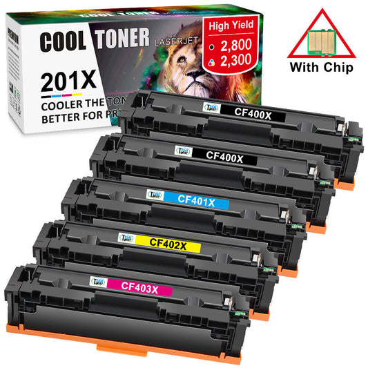 5PK High Yield CF400X 201X 201A Toner Set For HP Color Laser Jet Pro MFP M277dw