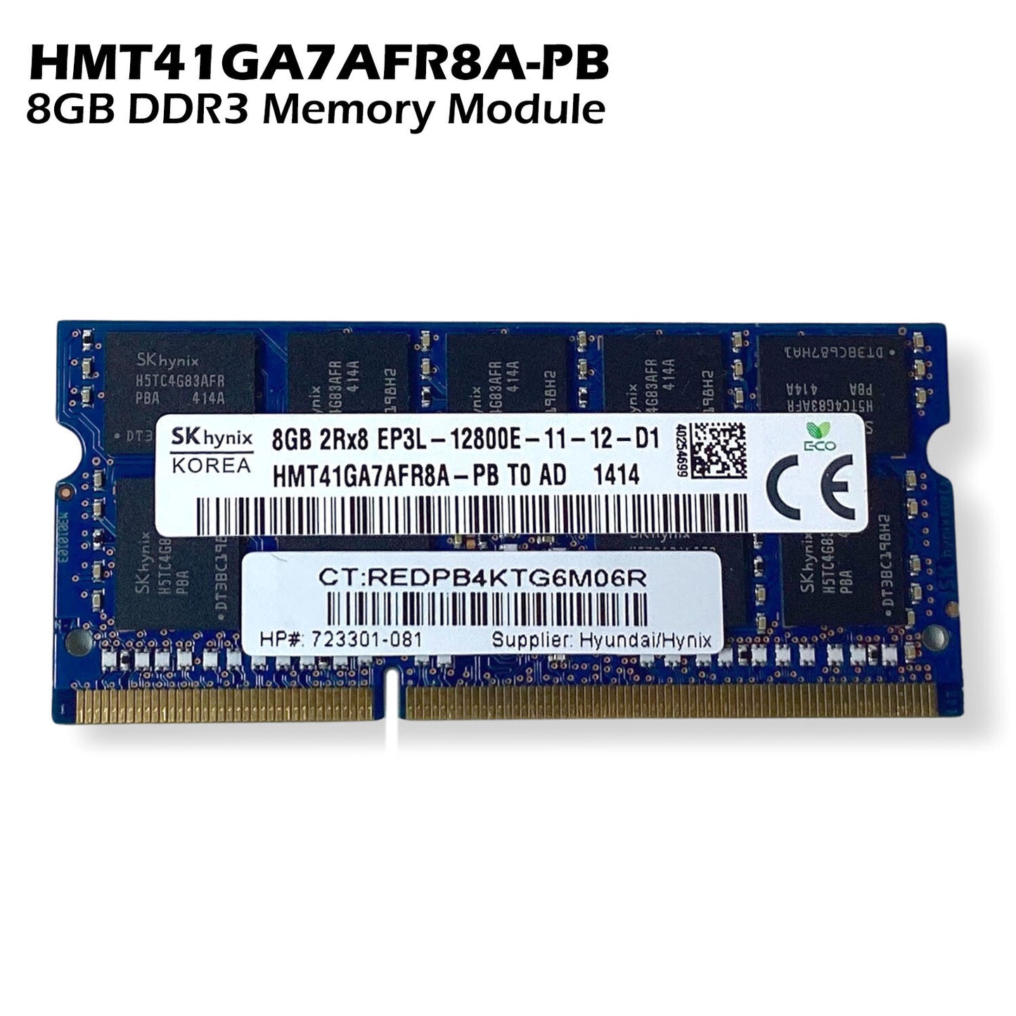 Lot of 3 SK Hynix 8GB DDR3-1600 SODIMM PC3L-12800E Dual Rank x8 Memory Module