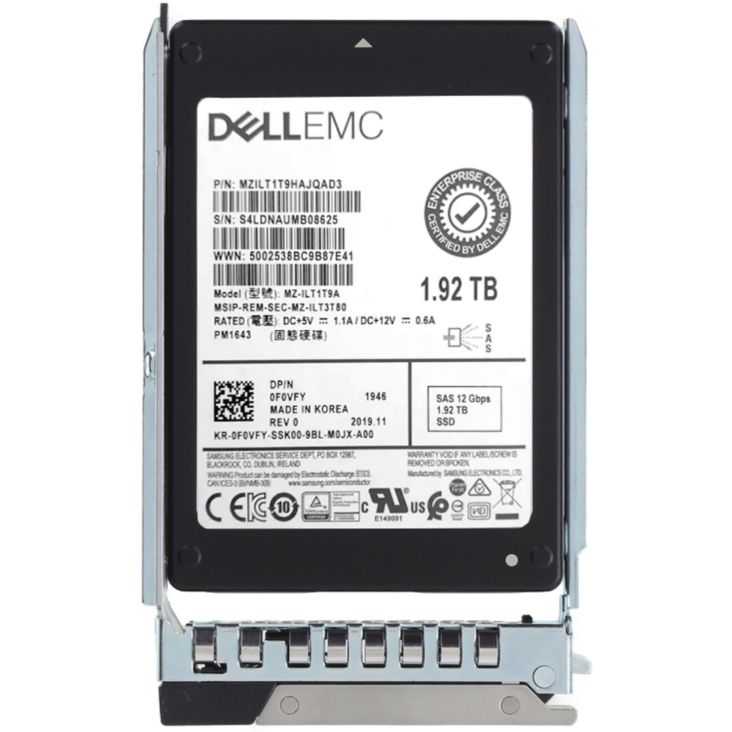 Dell 1.92TB 12Gbps SAS RI TLC 2.5 SSD PM1643 (400-AZCZ) (400-AZCZ-OSTK) (NOT FOR HOME PC)