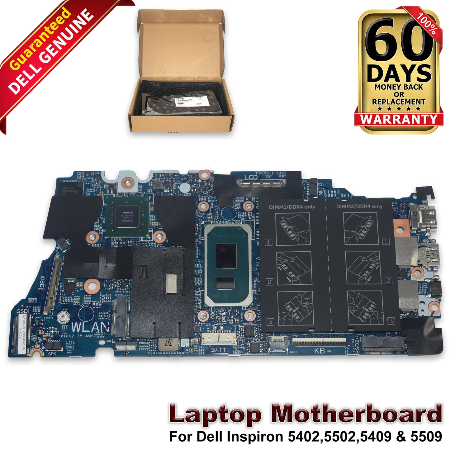 Dell Vostro 5502 5402 Motherboard i7-1165G7 NVIDIA MX350 DDR4 19861-1 7FWVK