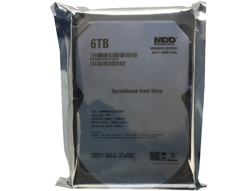 MDD 6TB 7200RPM 128MB Cache SATA 6.0Gb/s 3.5" Hard Drive for Surveillance / CCTV