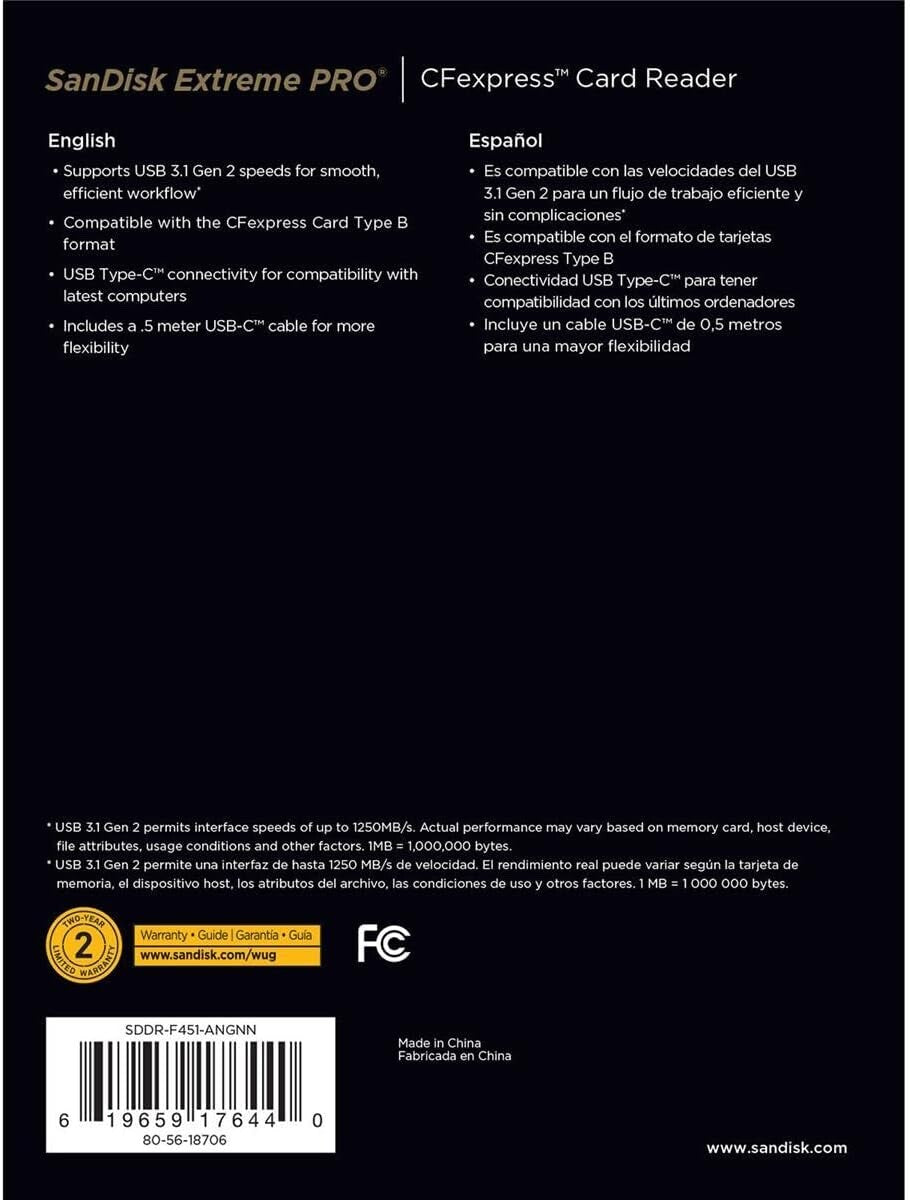 SanDisk Extreme PRO CFexpress Card Reader - SDDR-F451-GNGNN