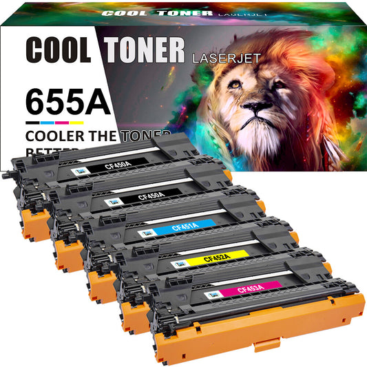 5x Hi-Yield Toner Compatible with HP CF450A 655A Laserjet MFP M681 M652dn M653dn