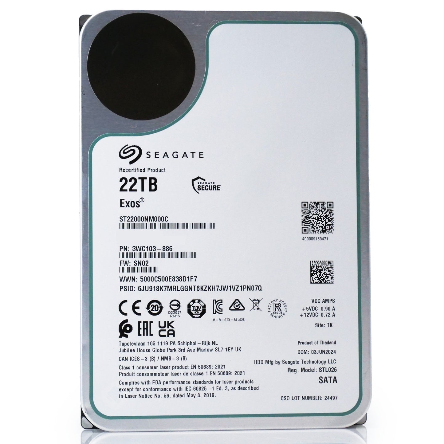 Seagate Exos 22TB 7.2K RPM SATA 6Gb/s 3.5in Enterprise HDD - ST22000NM000C