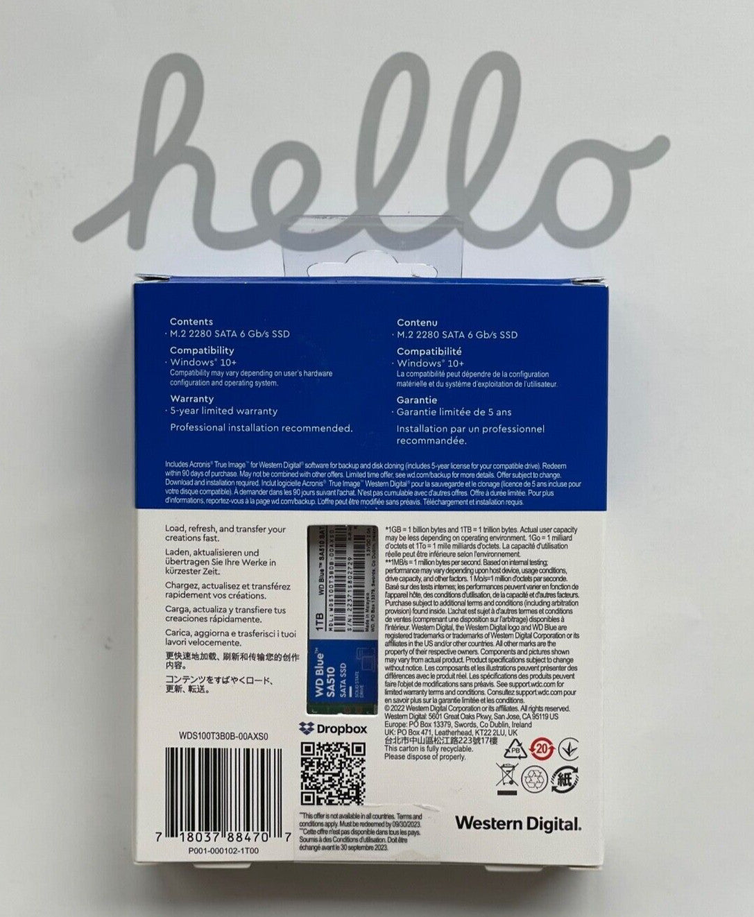 NEW!!! WDS100T3B0B WD Blue SA510 1 TB Solid State Drive M.2 2280 Internal