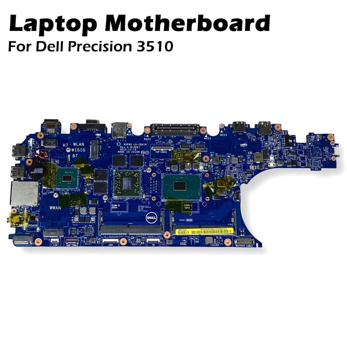 Dell Laptop Precision 3510 CN-0GPDT3 LA-C841P with i5-6300HQ CPU Motherboard