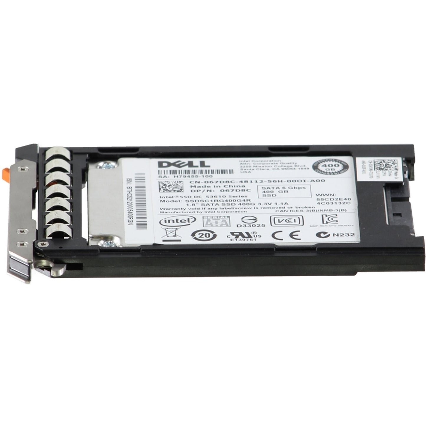 Dell 400GB 6Gbps SATA MU MLC 1.8 SSD S3610 CPO (67D8C) -R