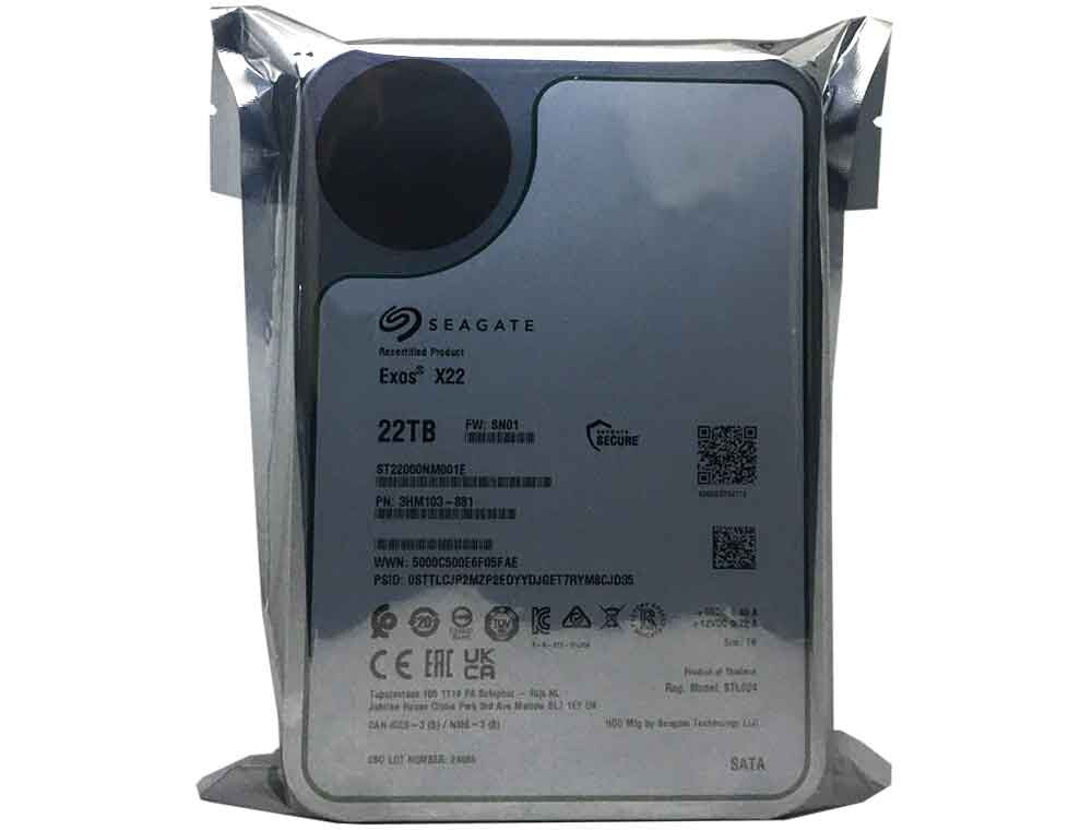 Seagate Exos X22 ST22000NM001E 22TB 7200RPM SATA 6Gb/s 256MB Cache CMR 3.5in HDD