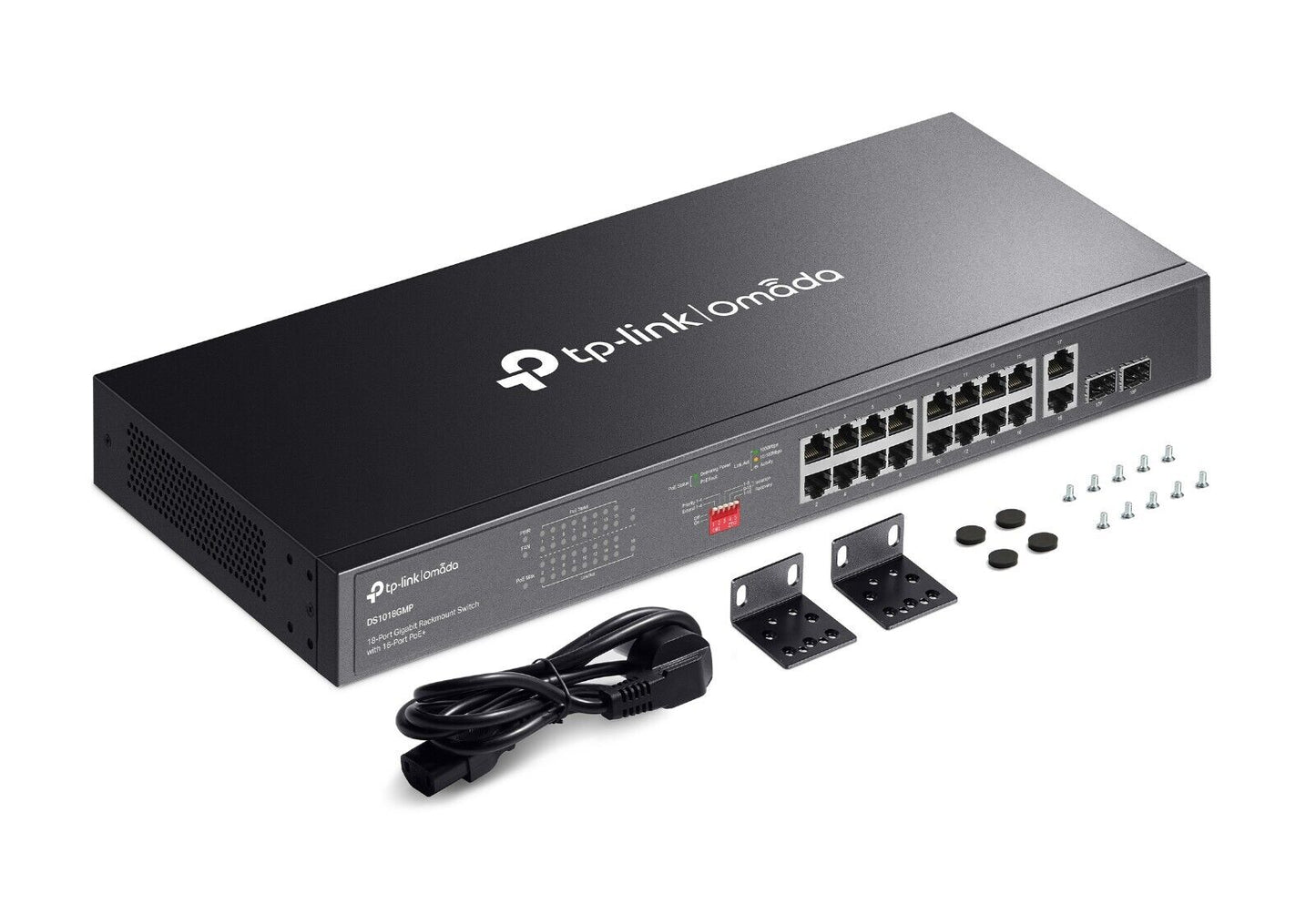 TP-Link DS1018GMP | Omada 18-Port Gigabit Unmanaged Rackmount Switch | 16* PoE+