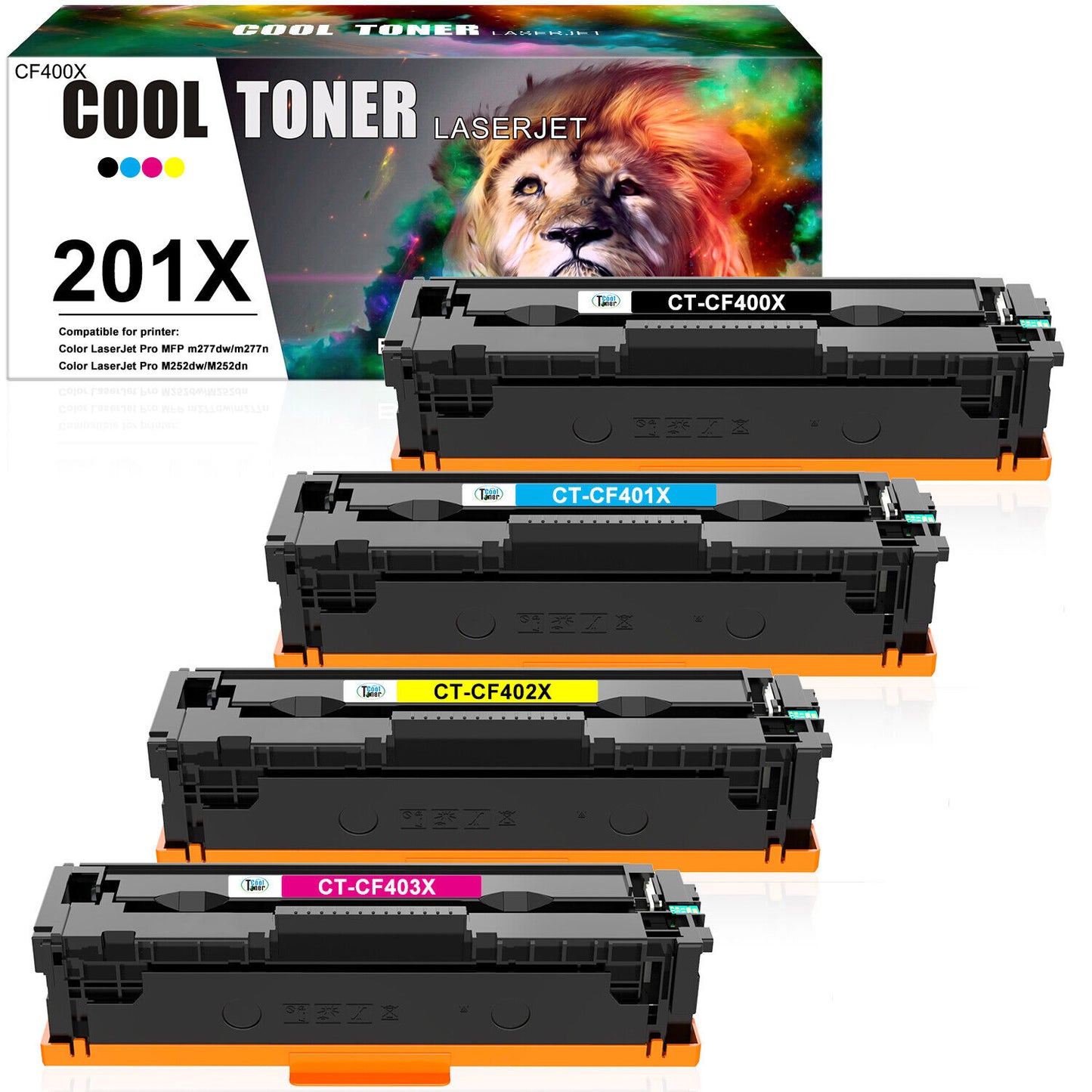4-Pk Toner Set for HP 201X Color LaserJet Pro MFP M277dw M277 M252dw M252 CF400X