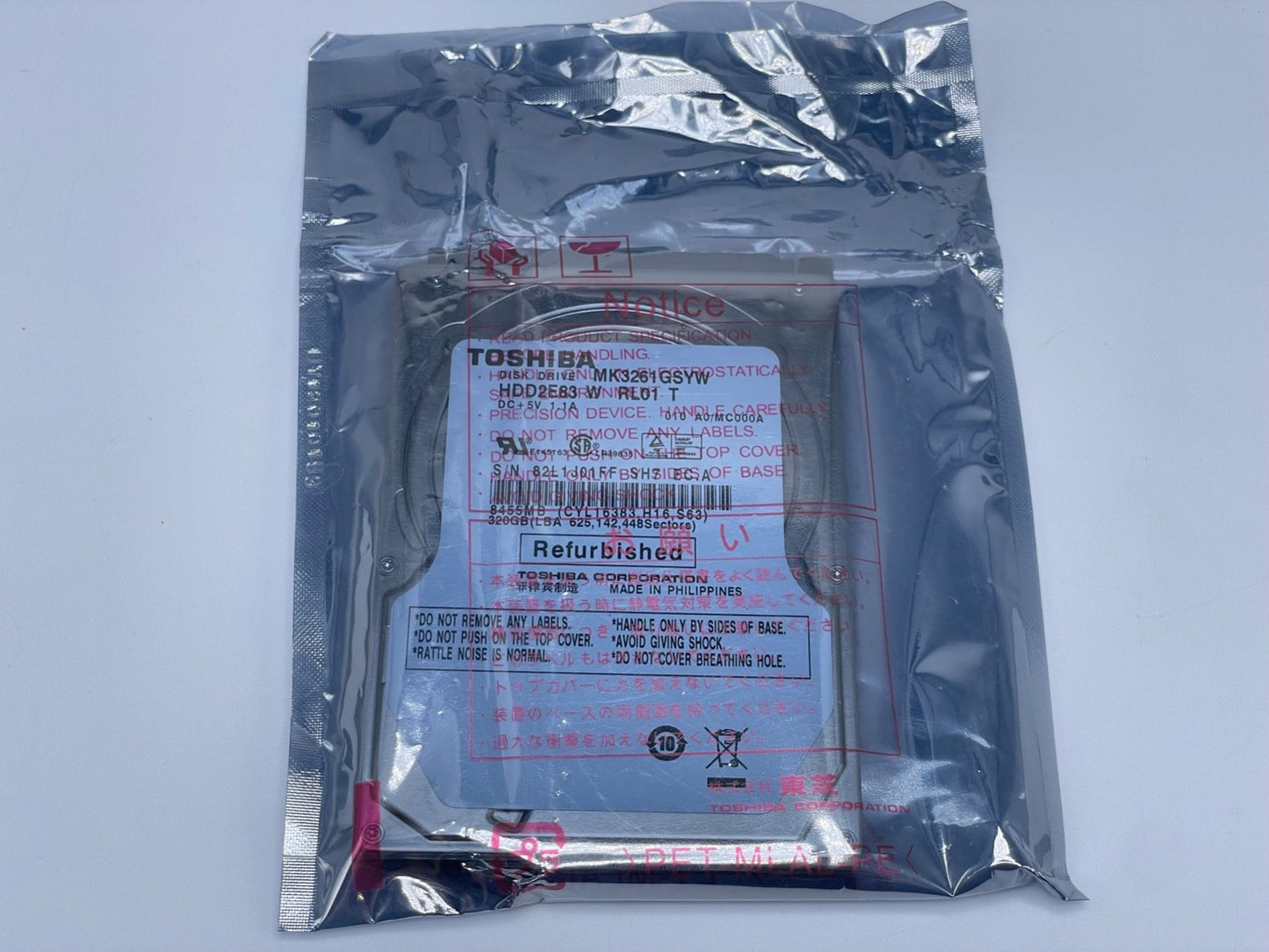 NEW!!! Toshiba MK3261GSYW HDD2E83 320GB Internal 7200RPM 2.5" HDD