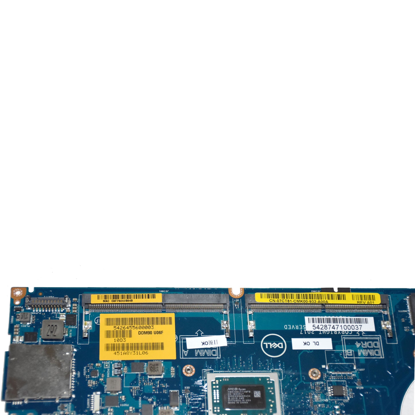 Dell Latitude 5495 Ryzen 3 Pro 2300U 4-Core 2GHz DDR4 Motherboard 7CT81 LA-F381P